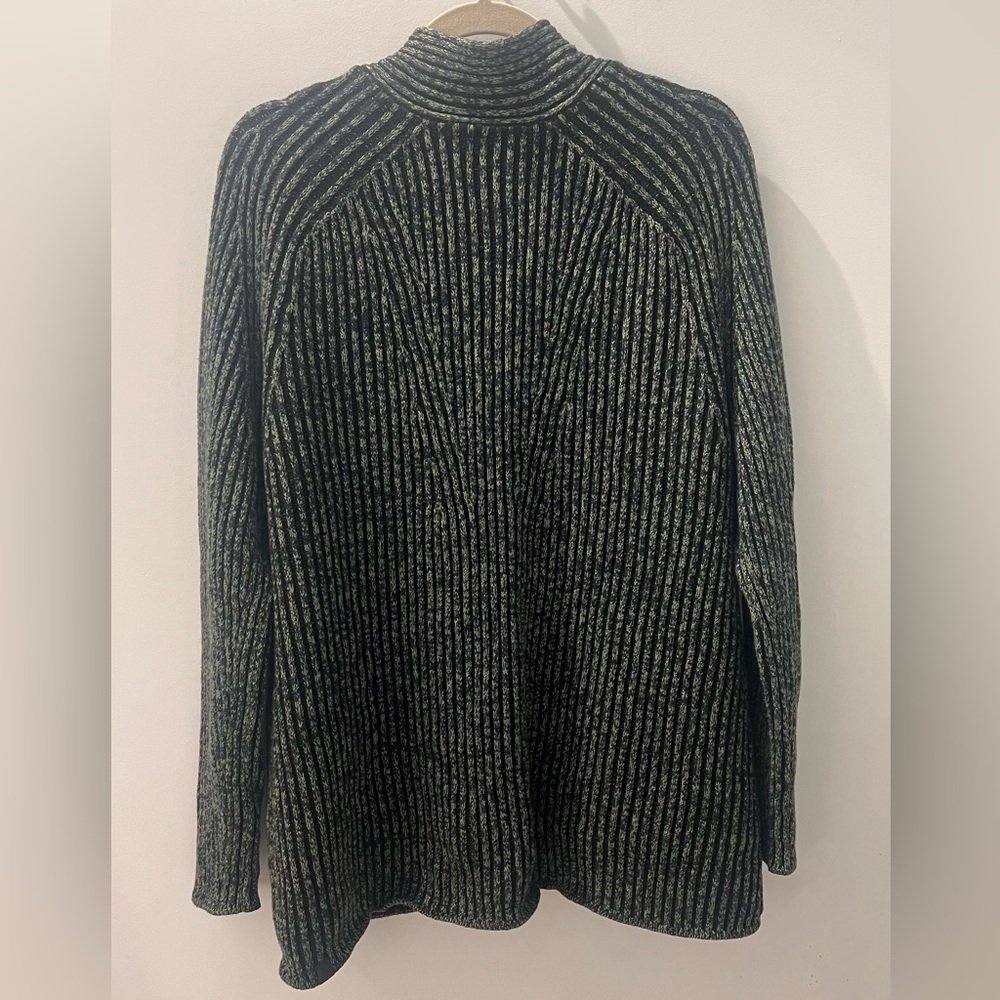 Open-Front Ribbed Knit Cardigan - Green - Picture 7 of 11